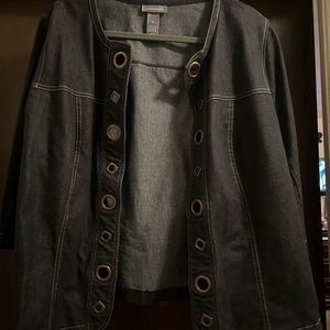 2 piece jeans knickerbocker set. shoulder to arm 20.5 inches. Top-bottom 30”.